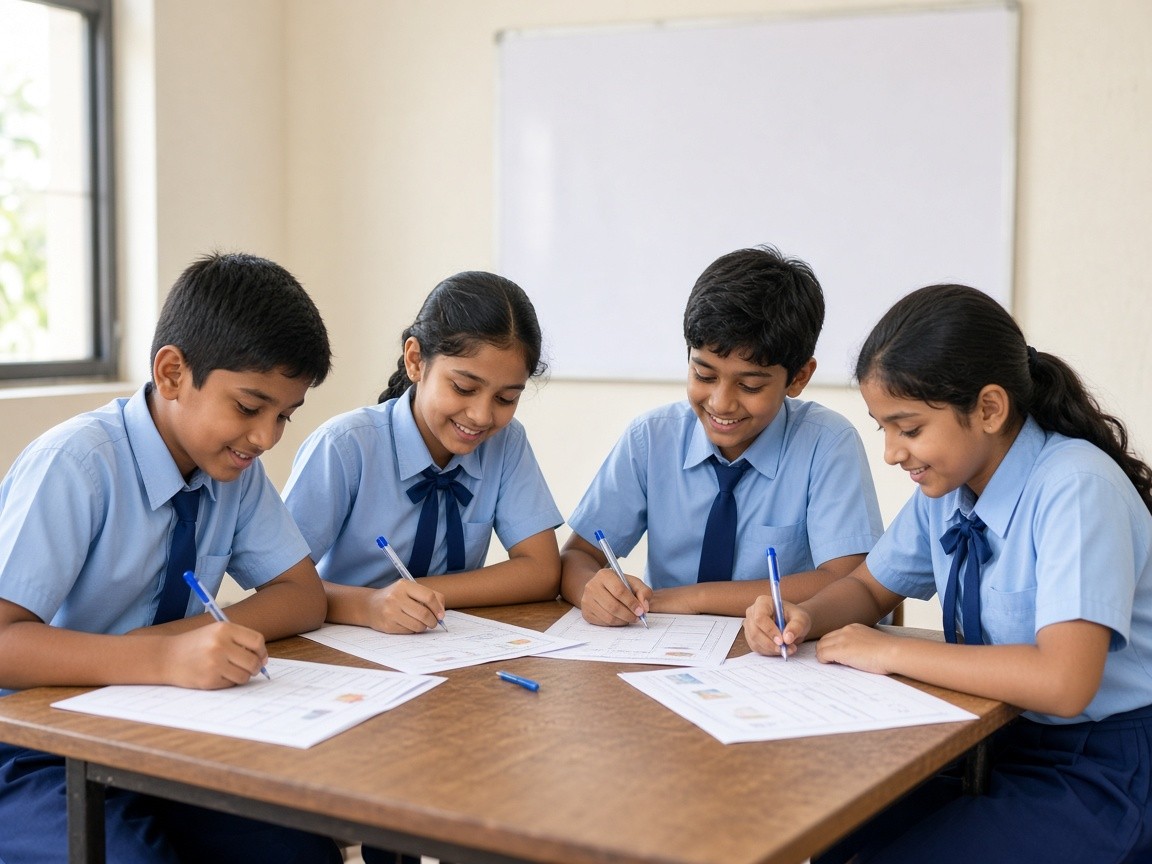 Children studying together in a classroom